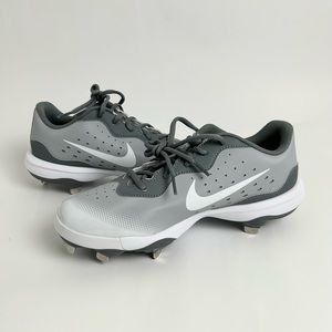 Nike Baseball Cleats Alpha Huarache Varsity 4 Low Gray Men's Size 7